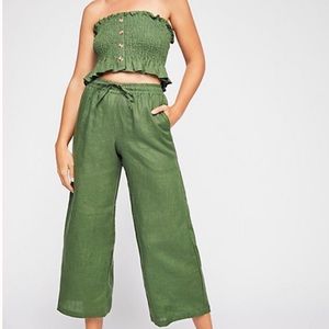 Faithfull the Brand linen green top/pant set